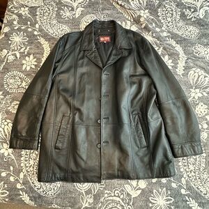 Wilsons Leather Black Trench Coat Genuine Leather